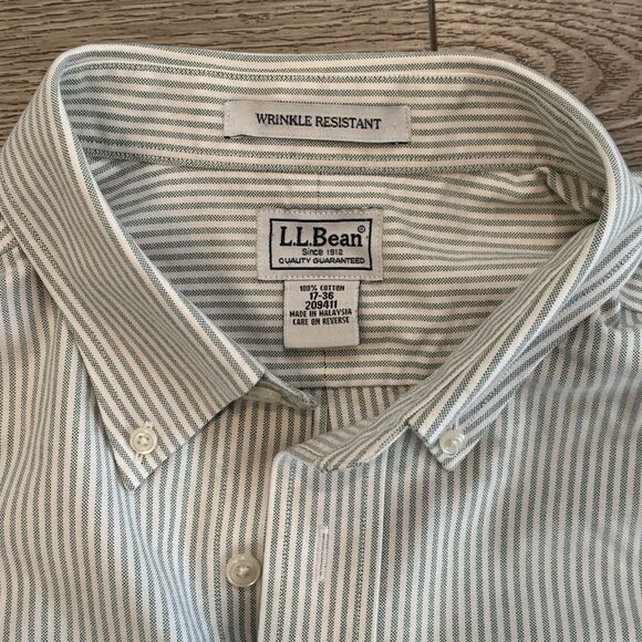 LL Bean Mens 17-36 Long Sleeve Button Down Plaid Wrinkle Resistant Shirts - Picture 8 of 8